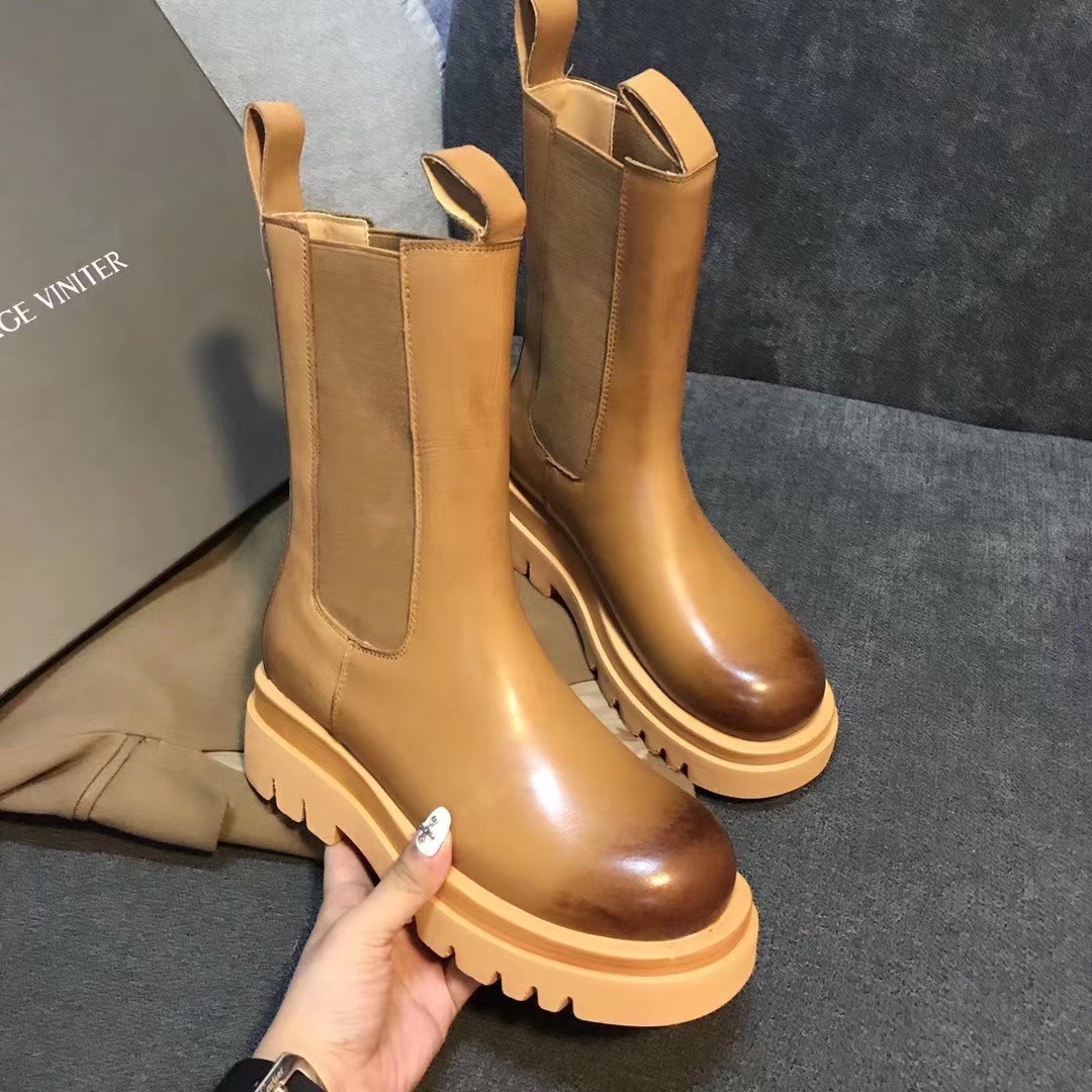 Women's mid-tube platform round toe Martin boots