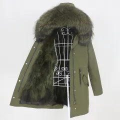 Winter Jacket Women Real Fur Coat Long Parka Natural - Fullgreen - View 1