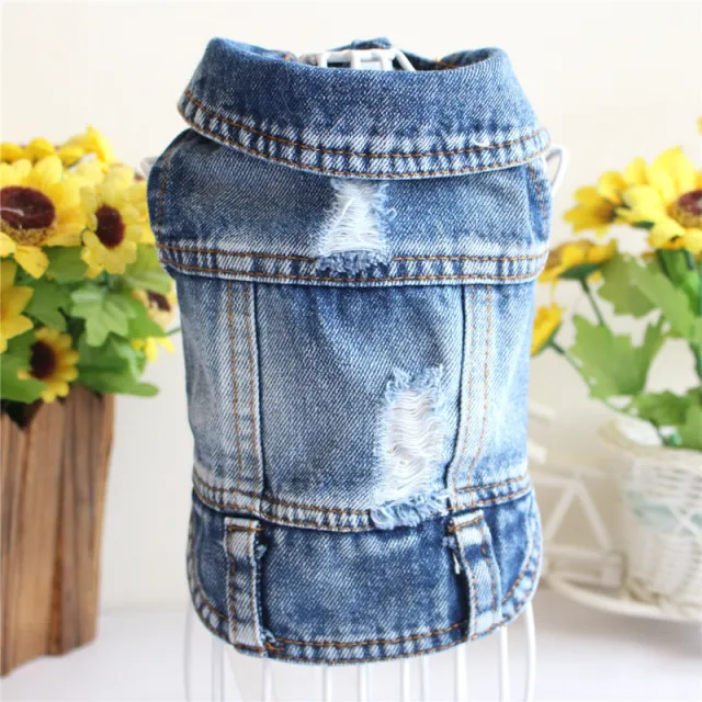 Dog clothes denim vest pet clothes vest VIP Bichon - Shop at LoveMi