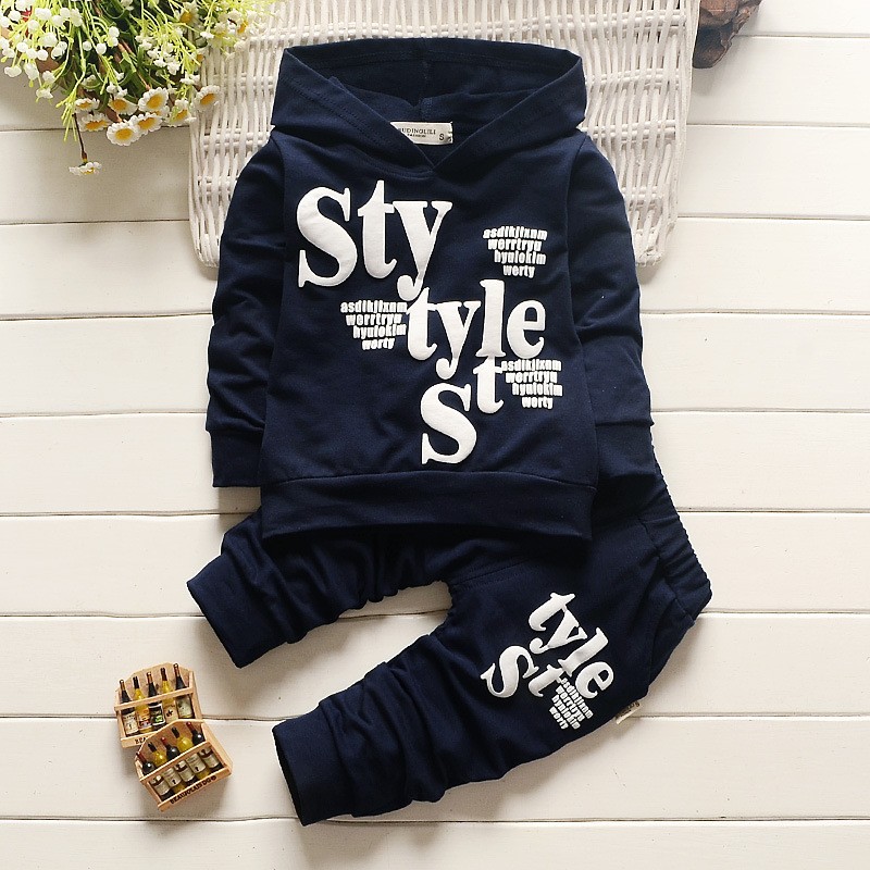 STYLE letter print long-sleeved hooded sweater + trousers