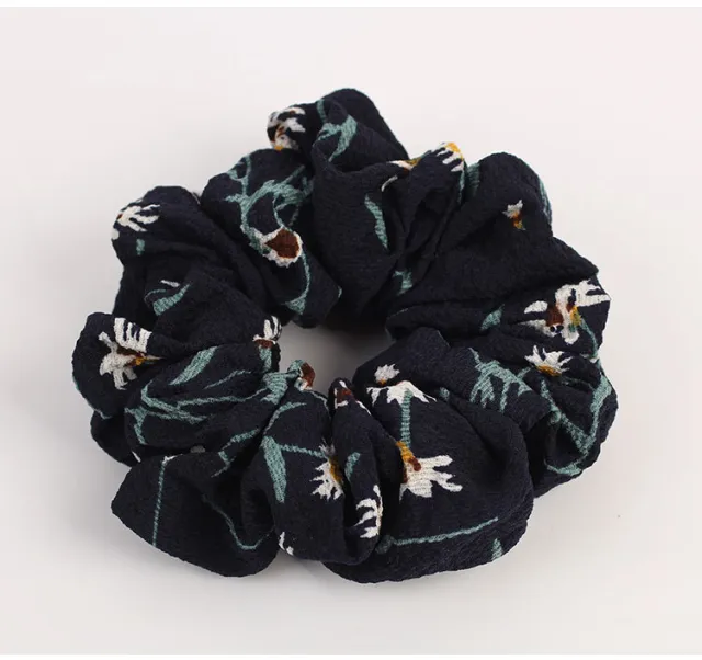 Spring and summer chiffon large intestine circle hair ring women Navy Blue1 - Shop at LoveMi