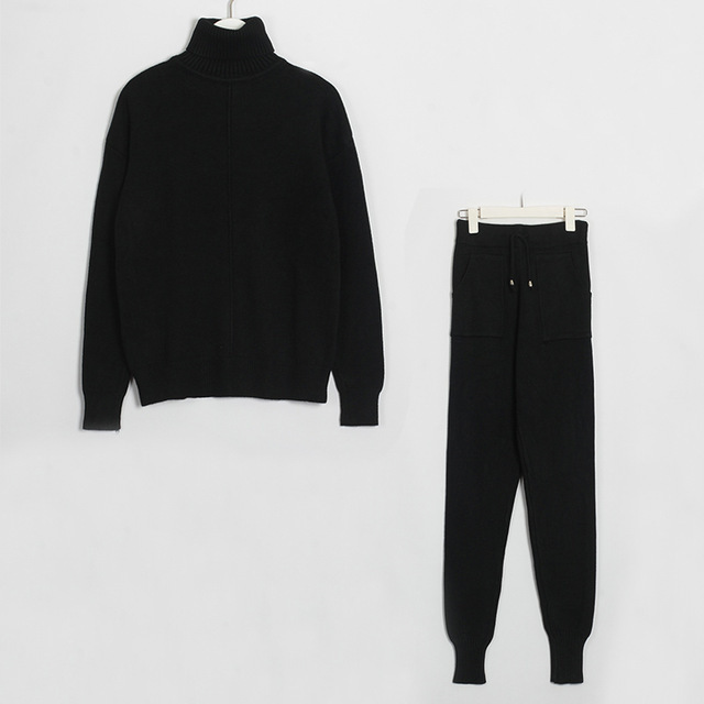 Autumn and winter solid color two-piece women's sweater