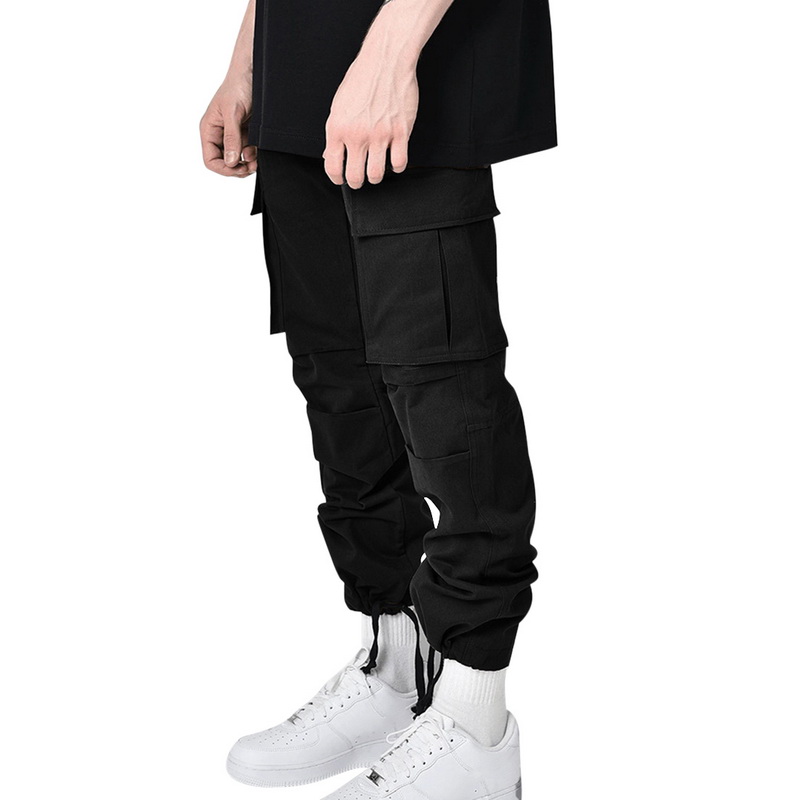 Loose men's overalls with drawstring at the foot