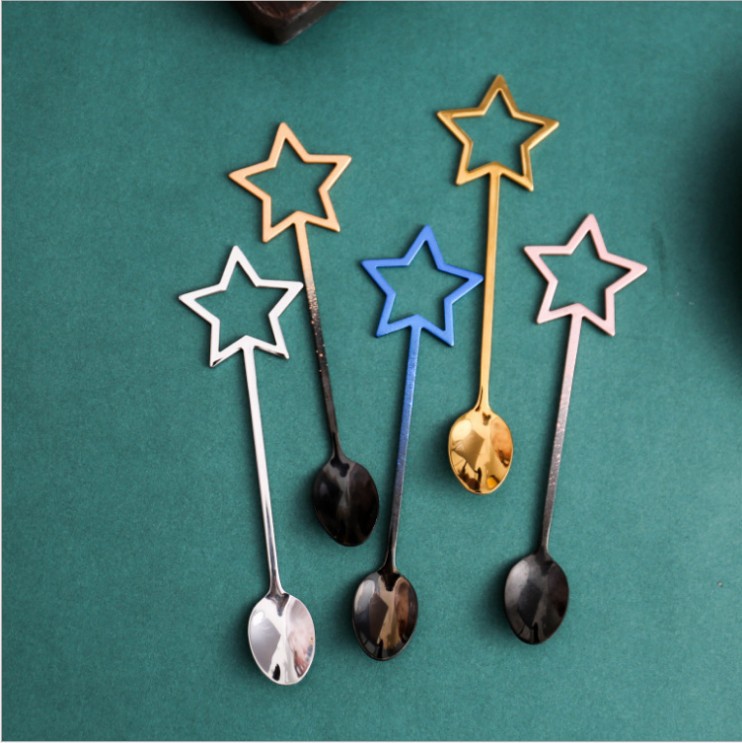 Creative color star 304 stainless steel spoon coffee stirring spoon