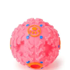 Pet Dog Treat Trainning Chew Sound Food Dispenser Toy Squeaky Giggle Ball - Pink - View 1