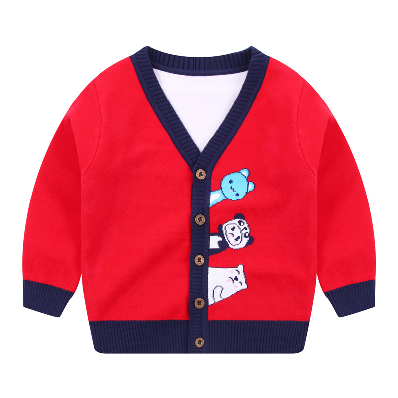 Single-breasted Sweater Boys Cardigan V-Neck - Picture 5 of 6