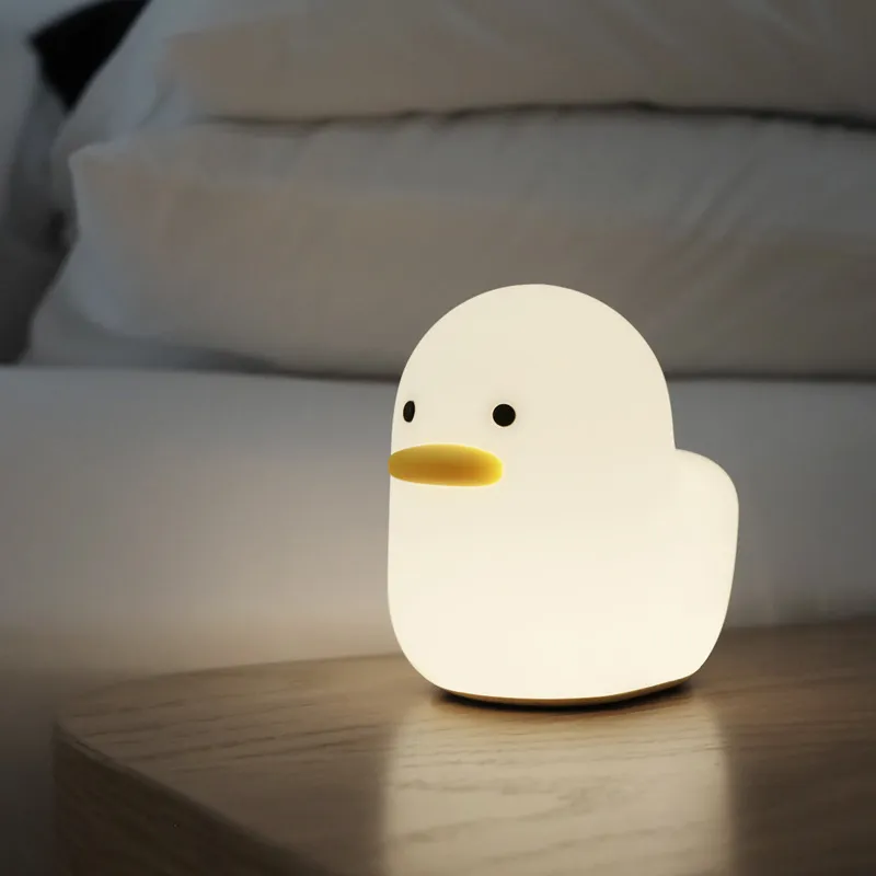 Nordic Cute Lovely Cartoon Dull Duck Led Night Light Silicone USB Charging NightLight Holiday Gifts Kids Room Bedside Bedroom – image 3