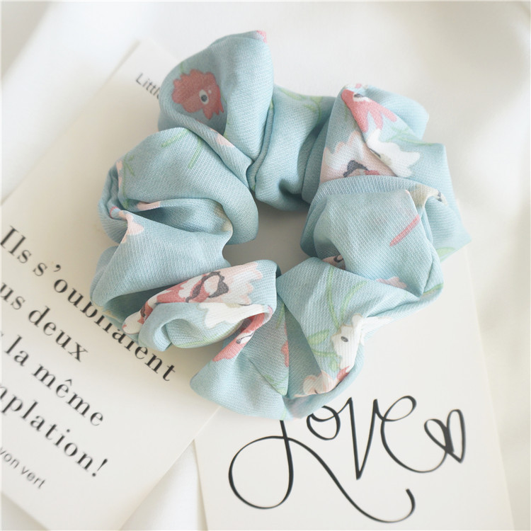 Spring and summer chiffon large intestine circle hair ring women Light Blue - Shop at LoveMi