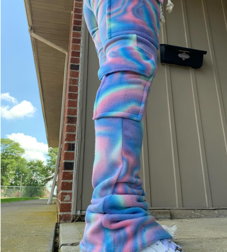 Fleece printed multi-pocket super stretch overalls