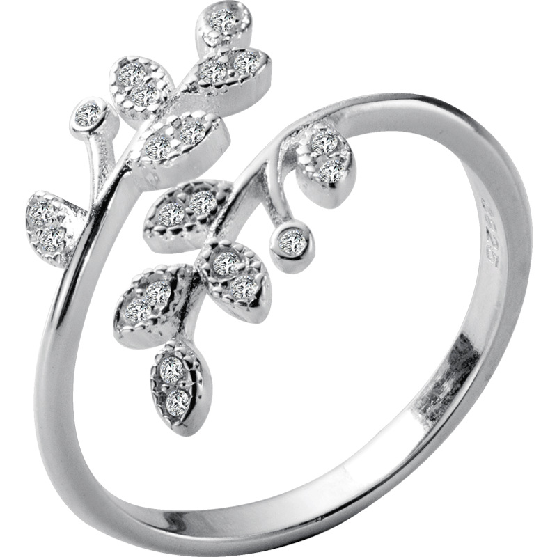 Female diamond inlaid branch ring finger