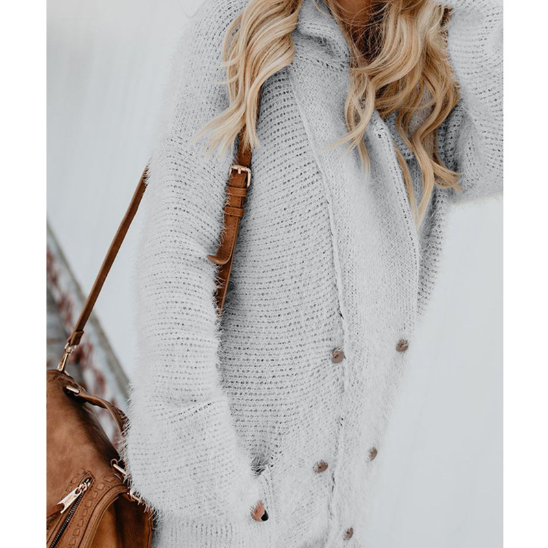 Autumn and winter new knitwear women's solid coat