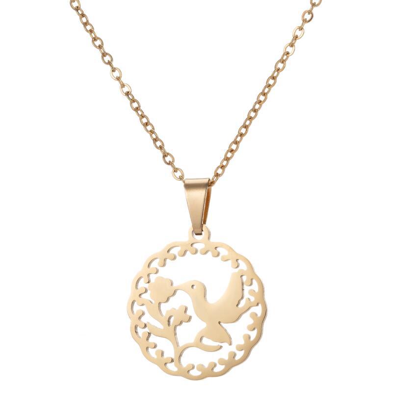 Personalized stainless steel bird pendant necklace