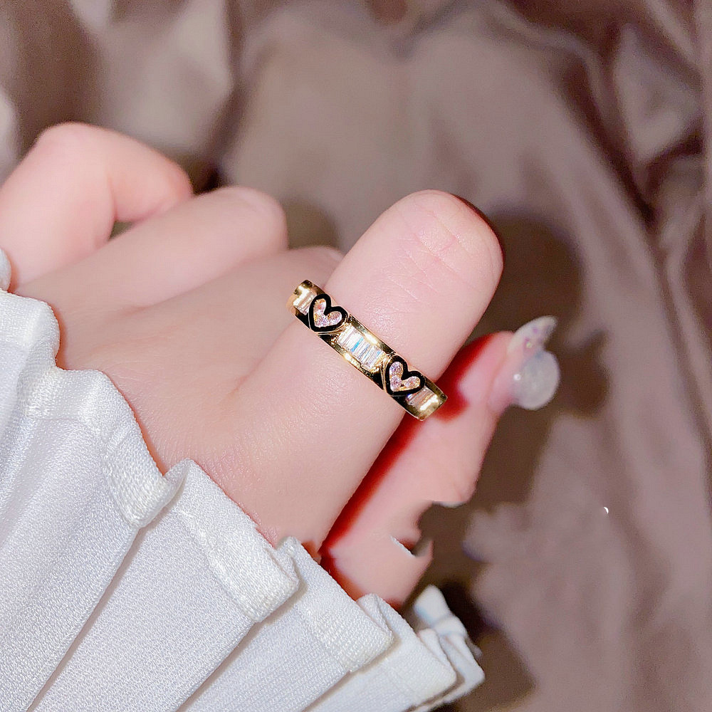 Cute zircon peach heart butterfly wedding ring