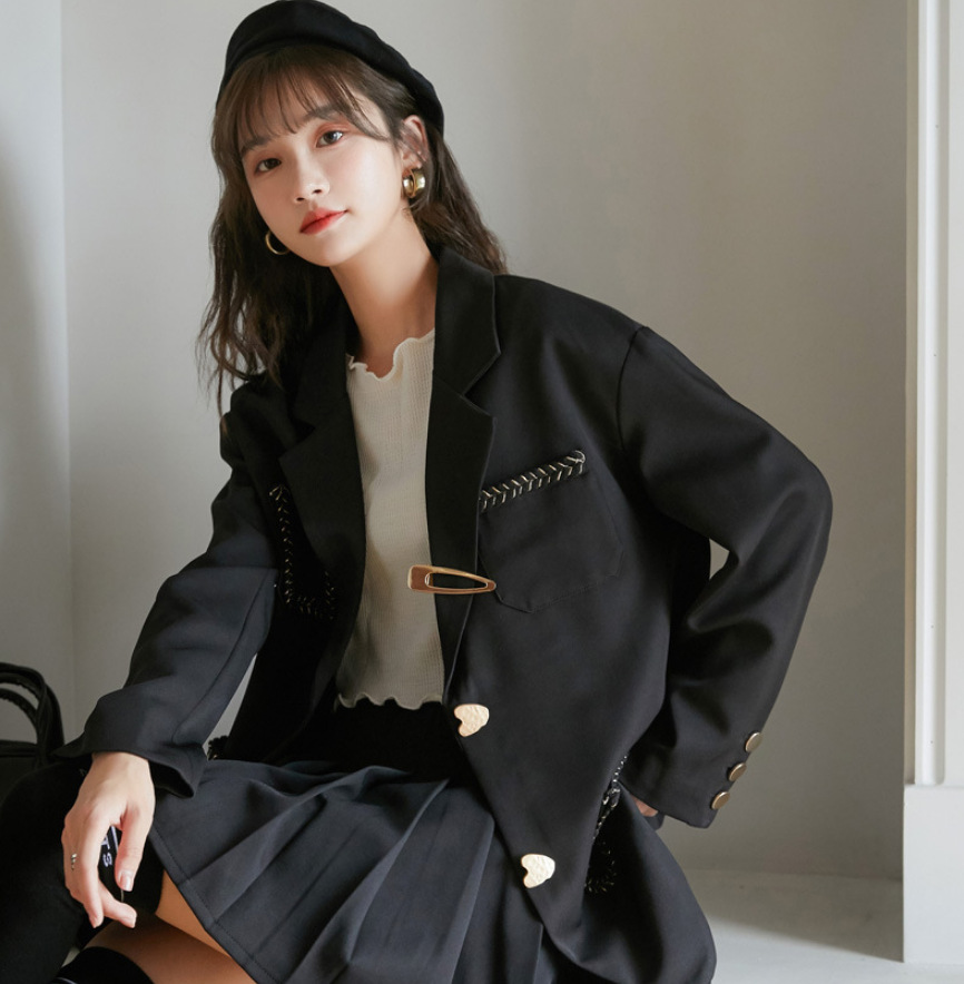 Korean style personality fashion loose pocket small suit
