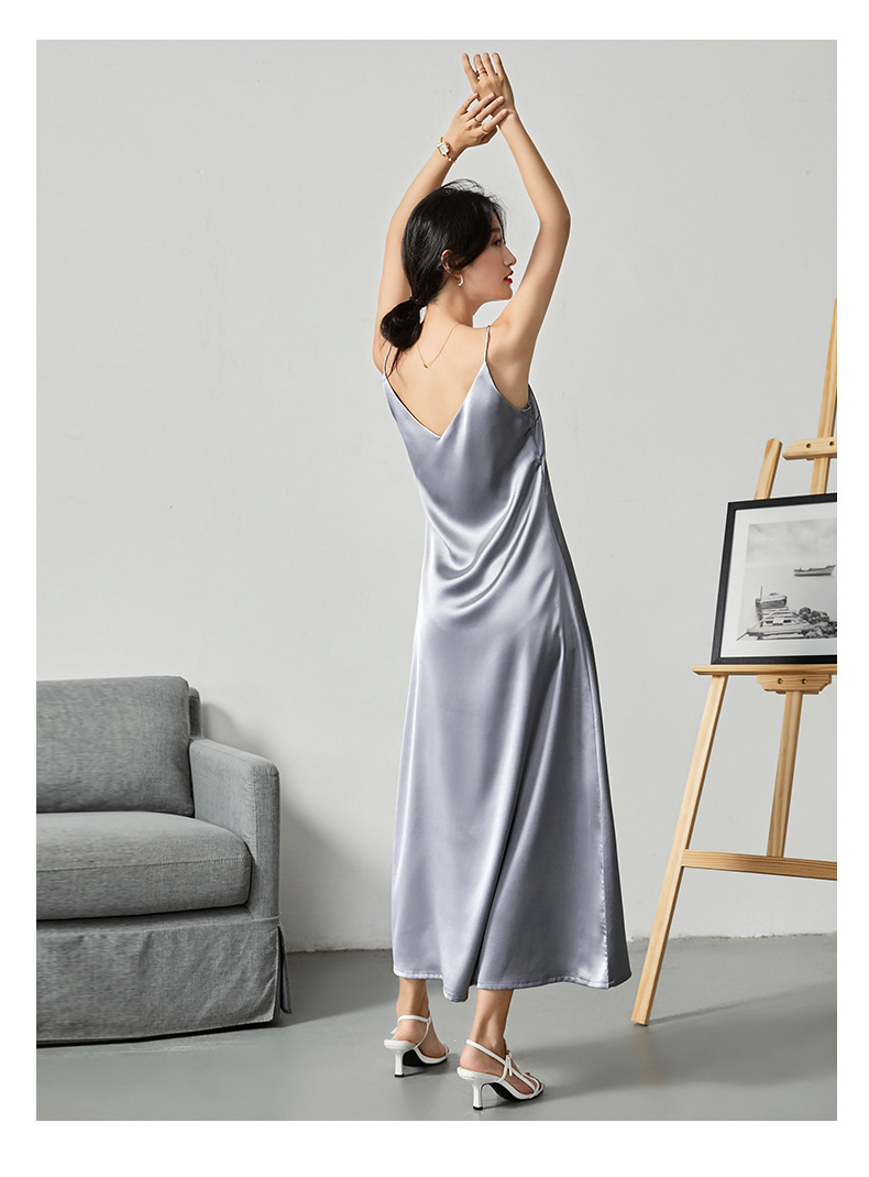 Silk dress young v-neck slim slimming acetate suspender skirt