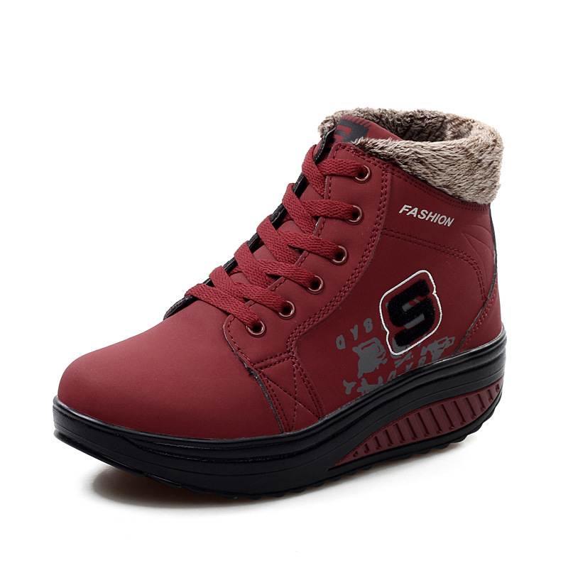 High top platform platform slope heel snow boots