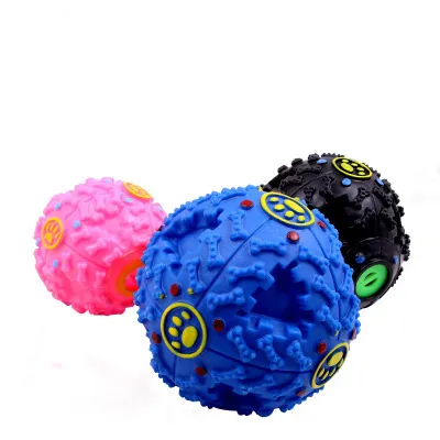 Pet Dog Treat Trainning Chew Sound Food Dispenser Toy Squeaky Giggle Ball – image 2