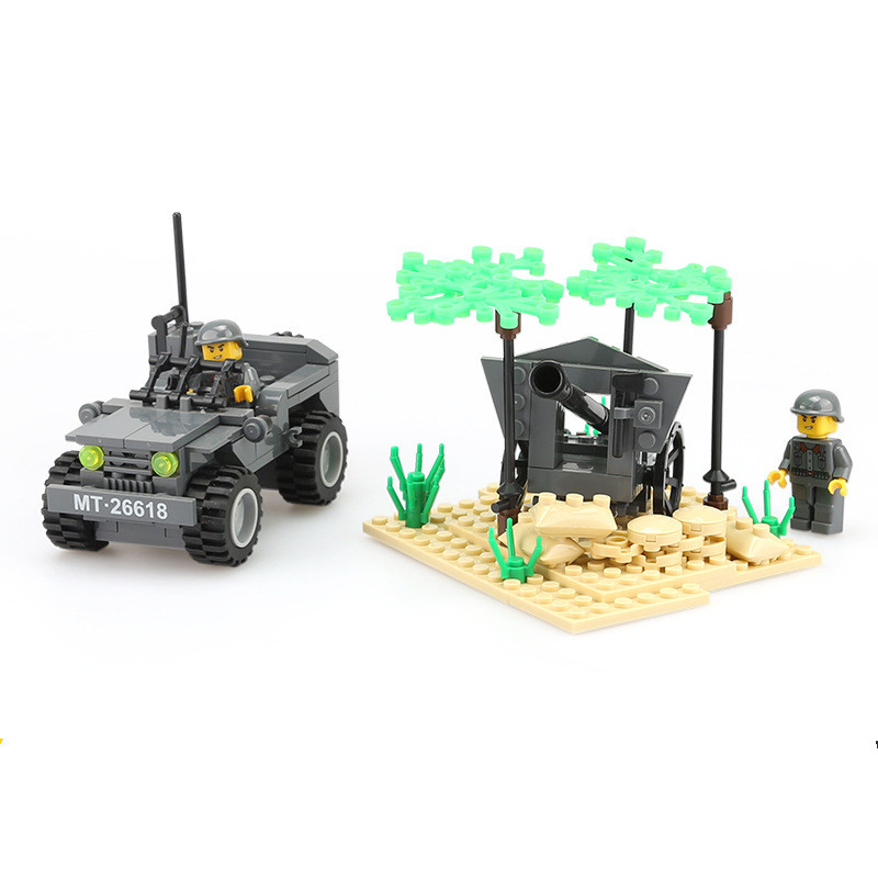Assemble the baby with building blocks and toys
