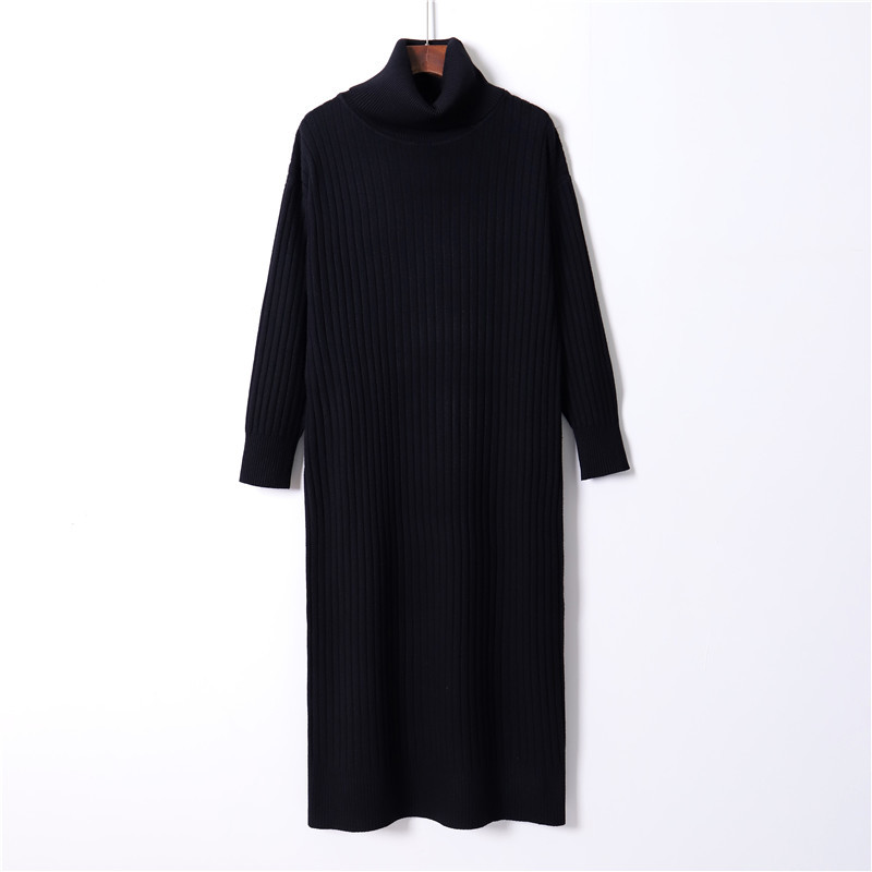 Thin and loose long over-the-knee sweater dress