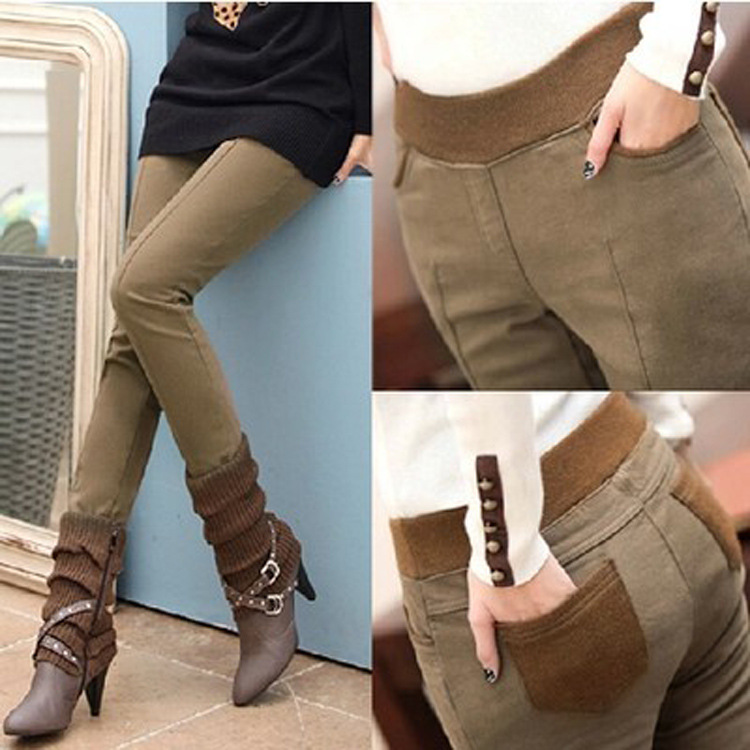 Women's plush thick threaded high waist leggings