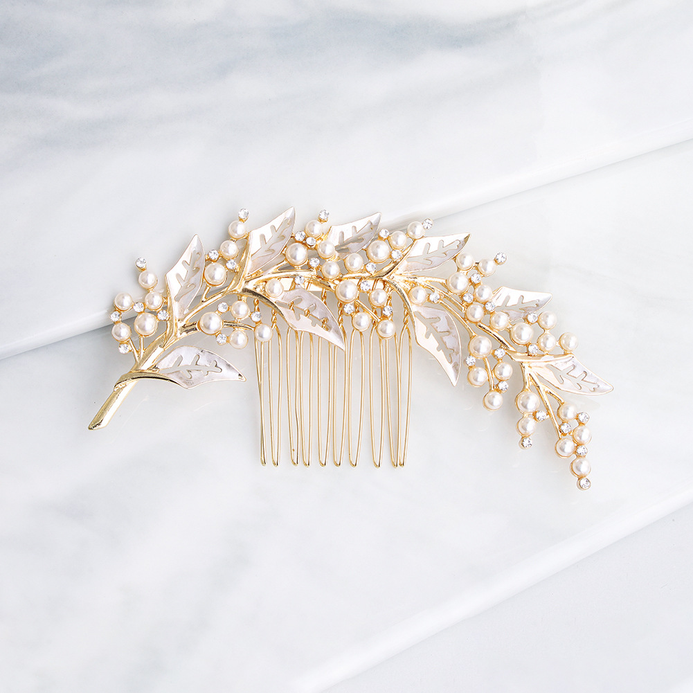 Hollow bridal hair accessory plate hair insert comb wedding Gold - Shop at LoveMi