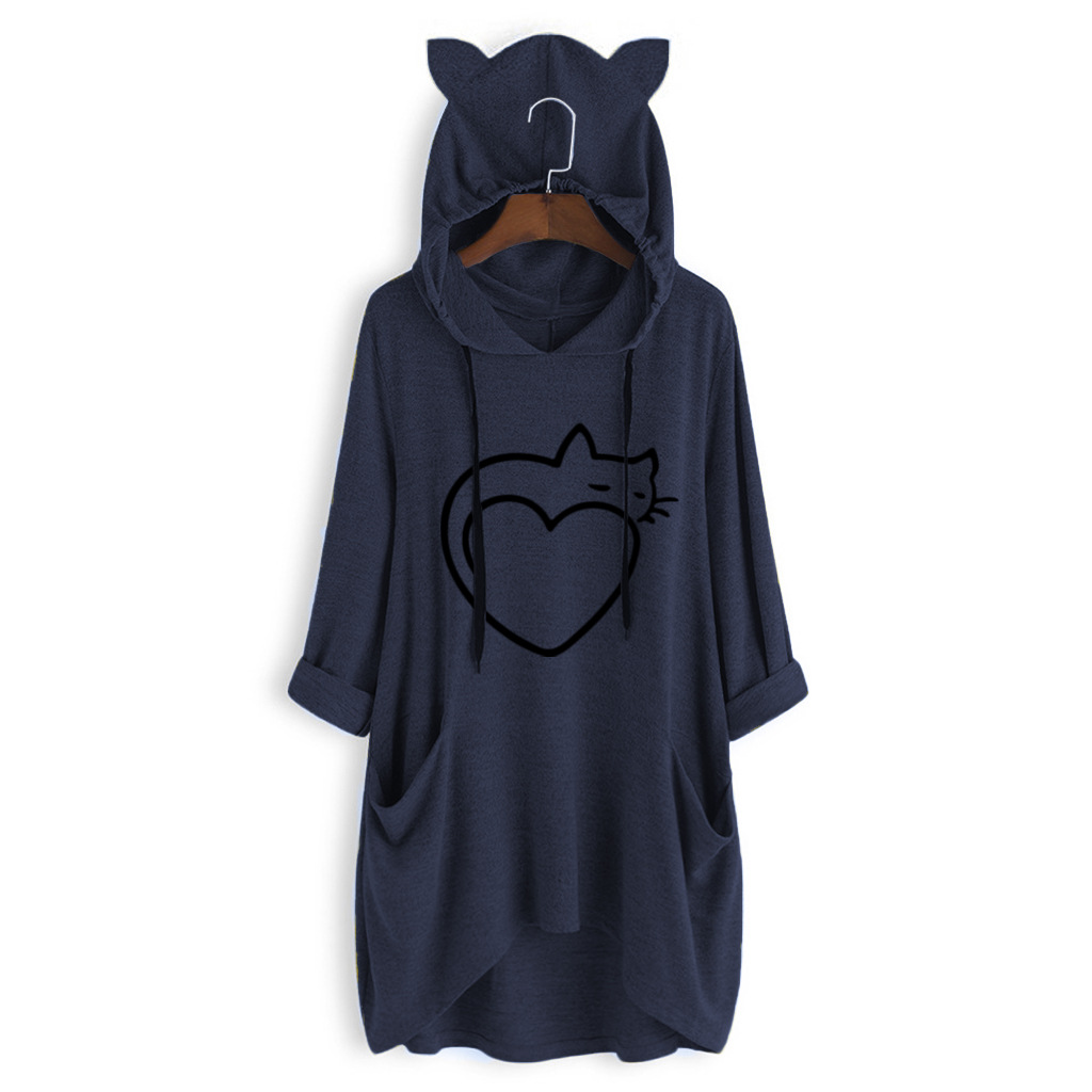 European and American casual hoodie loose long sleeve sweater