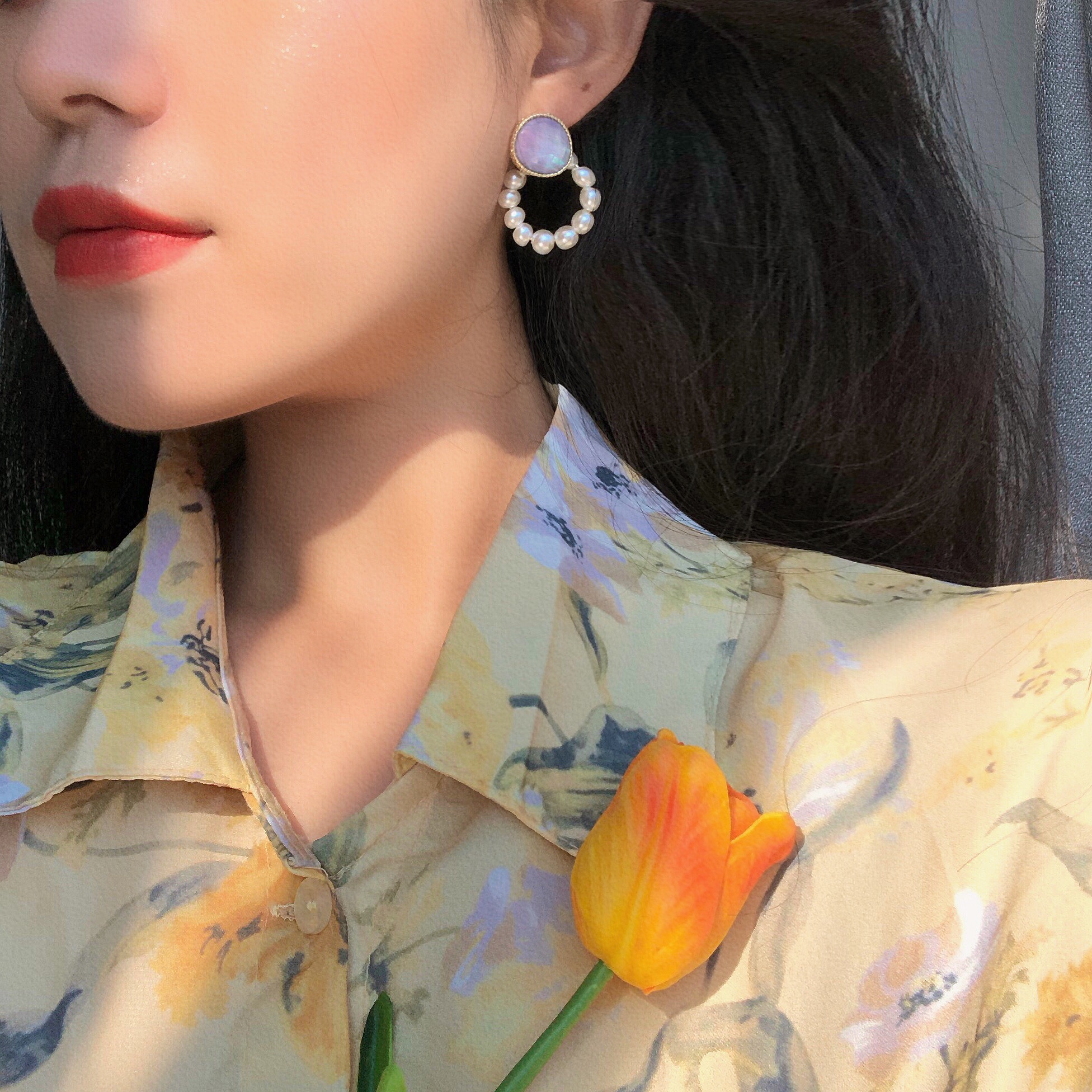 Niche design high-end pearl earrings