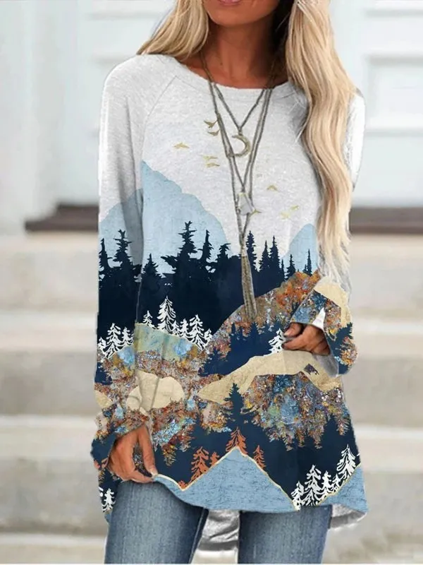 landscape Print long sleeves for women 08 - Shop at LoveMi