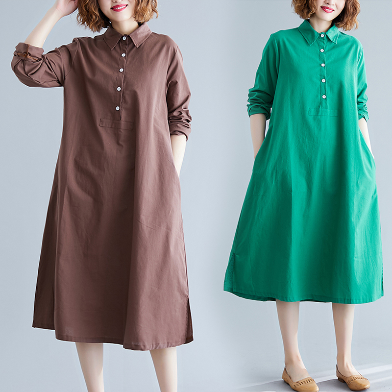 Loose large women's comfortable solid color shirt skirt