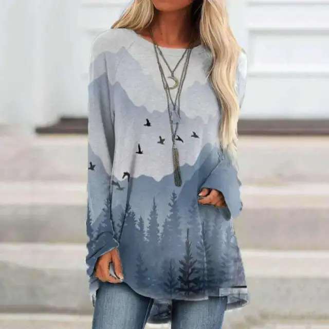landscape Print long sleeves for women 01 Xxl - Shop at LoveMi