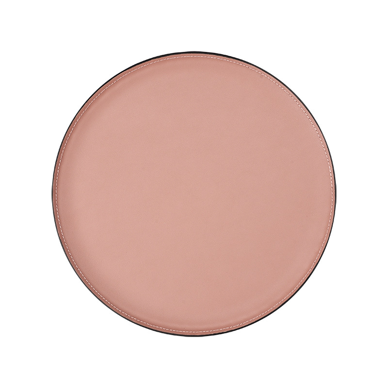 Light luxury style leather round storage tray