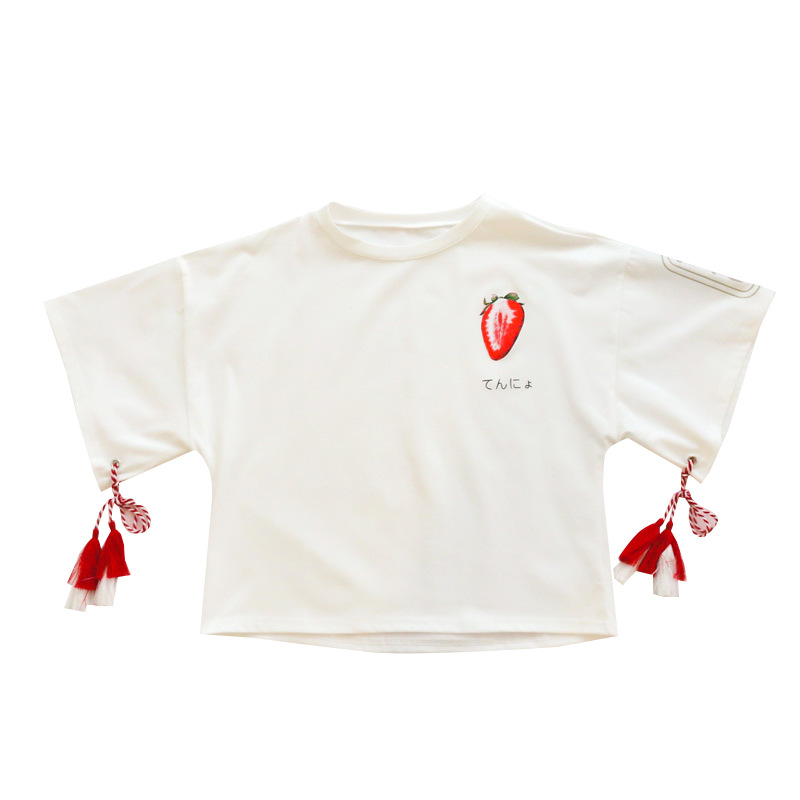 Printed tie round neck short sleeve T-shirt