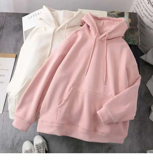 Women's plus velvet padded lazy style sweater Pink - Shop at LoveMi