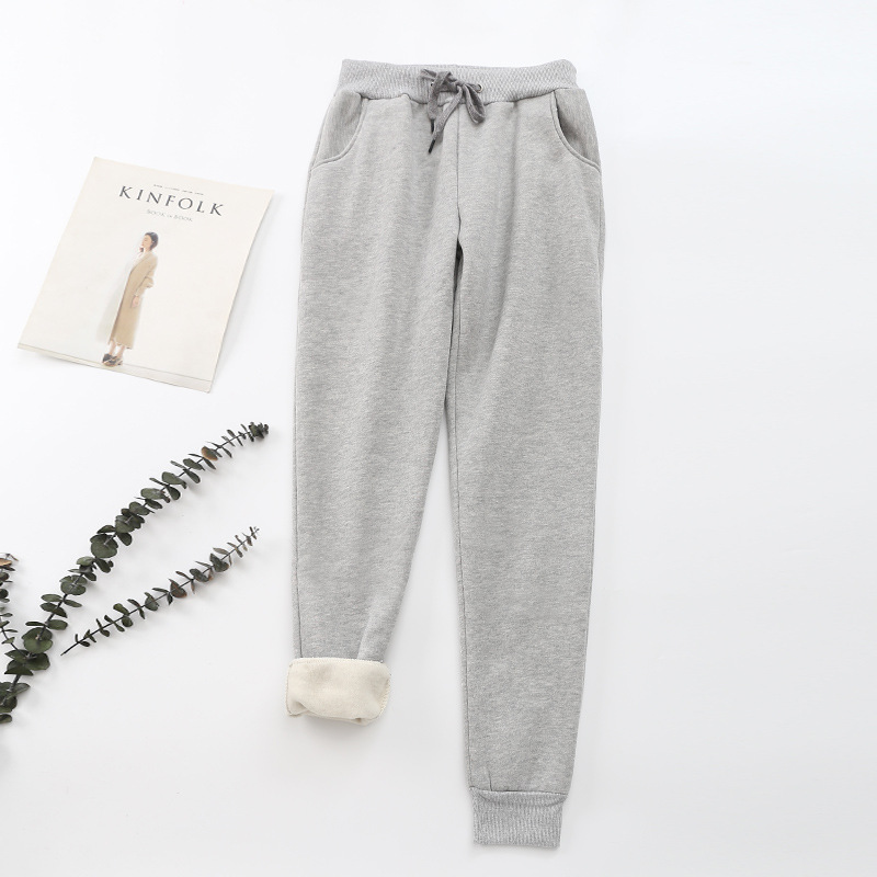 Stiletto Trousers, Thick Sports And Velvet Trousers Light Grey - Shop at LoveMi