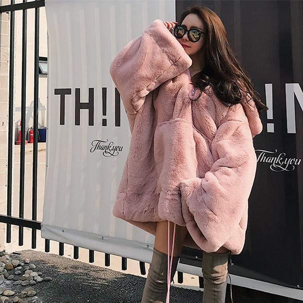 Mid-length loose Korean style plush coat top