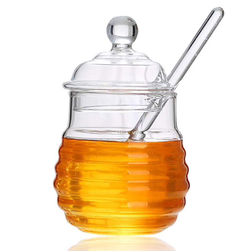 Transparent exquisite household honey bottle with lid