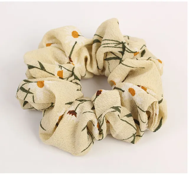 Spring and summer chiffon large intestine circle hair ring women Beige - Shop at LoveMi