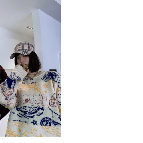 Small design lazy cocoon pullover sweater