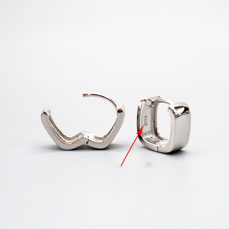 Glossy wide version geometric square small ear buckle earrings