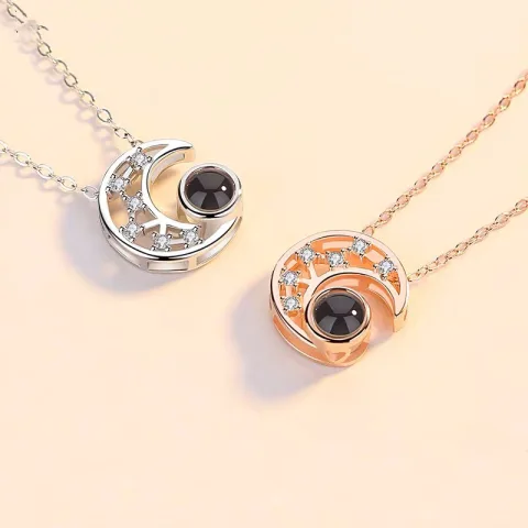 Star Moon Projection Customized Photo Necklace