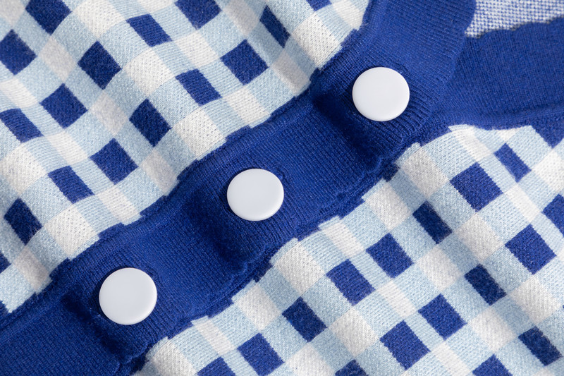 Blue Plaid Jacquard Cardigan