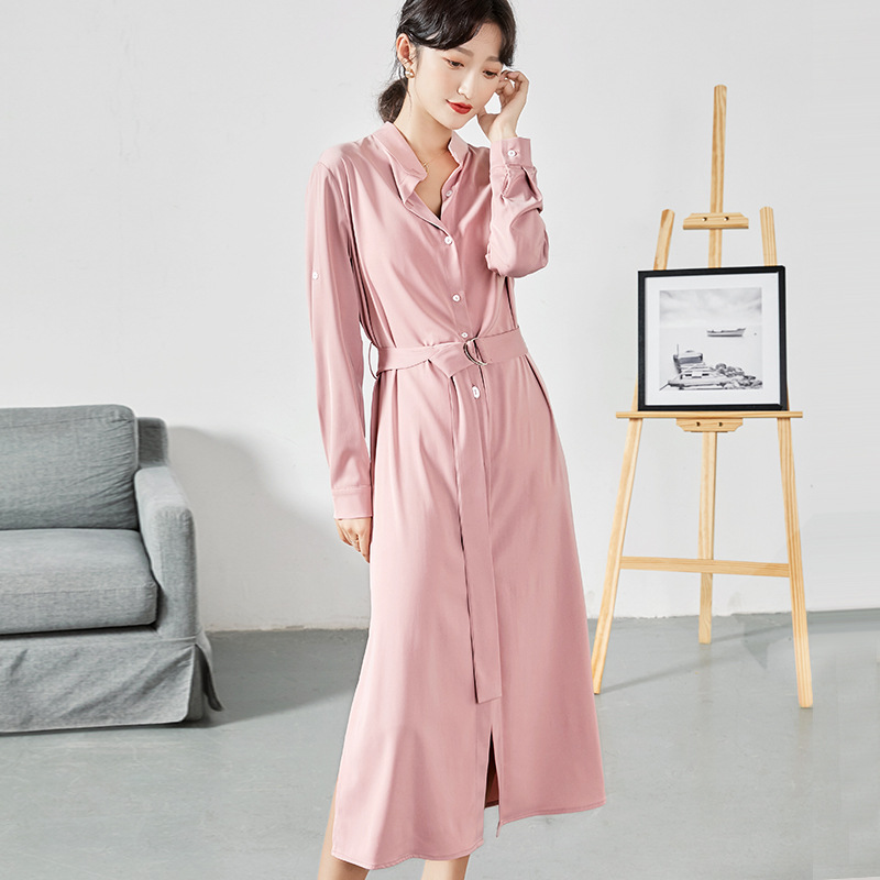 Women's girdle shirt skirt side slit dress