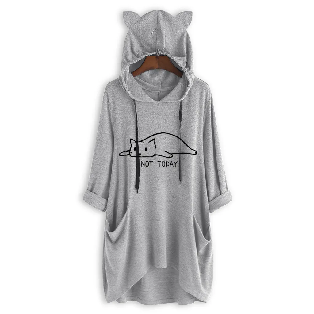 All-match hooded women's knitted sweater - Grey