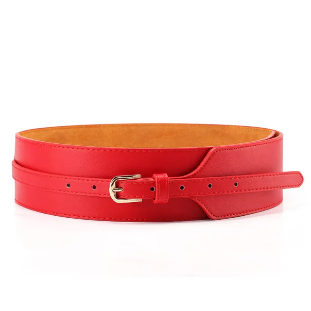 Women's coat belt leather simple decorative dress waist black Red - Shop at LoveMi
