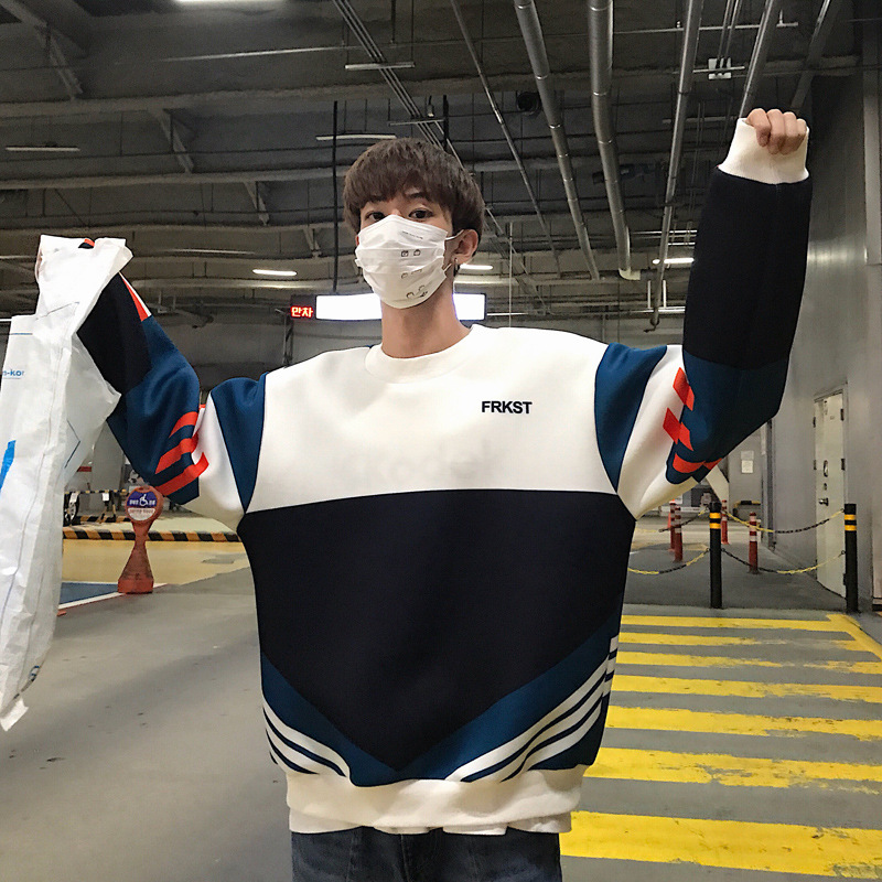 Harajuku style unisex BF digital print crew neck sweater