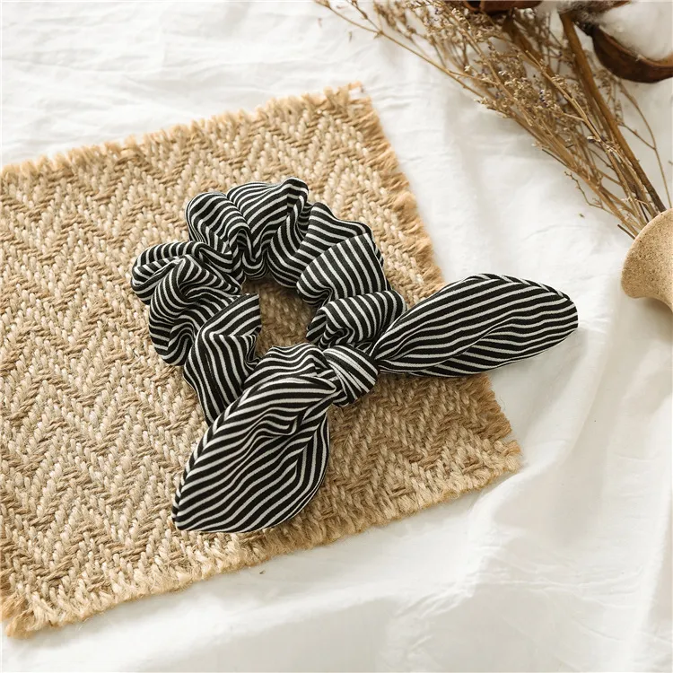 European and American new hair tie knotted rabbit ear headdress - Black