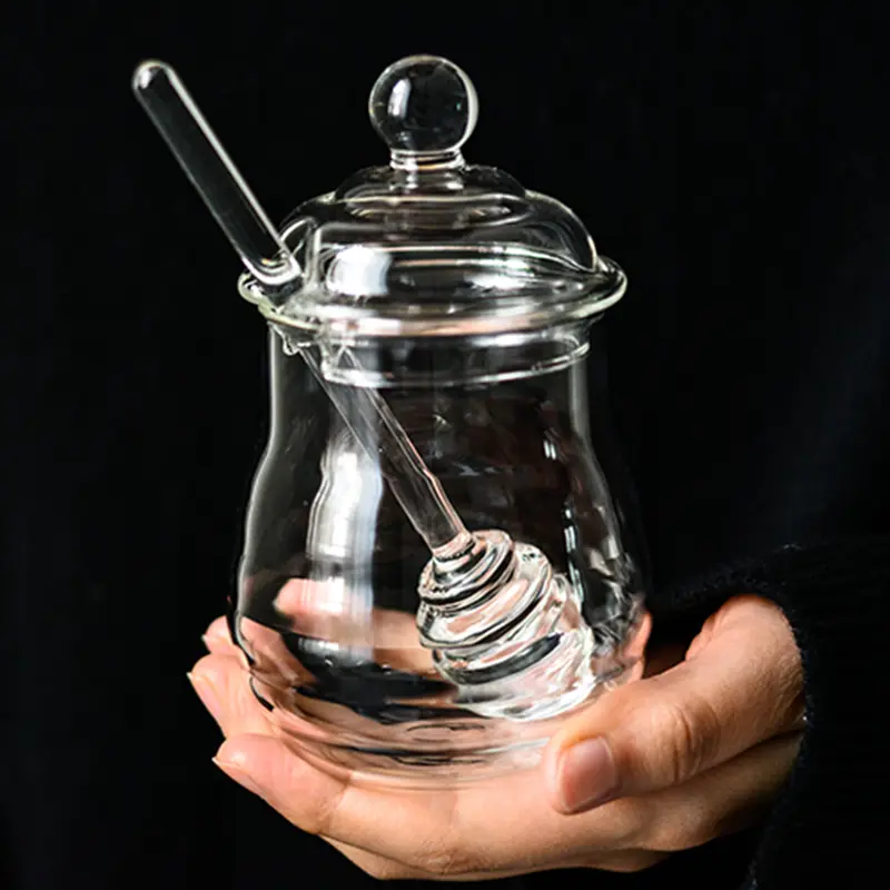 Transparent exquisite household honey bottle with lid