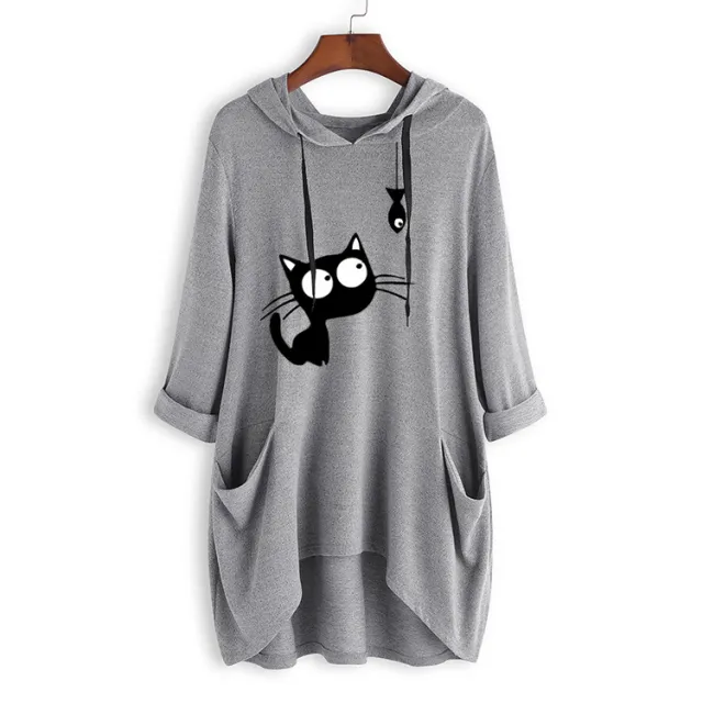 Knit sweater print long sleeved hooded top Grey - Shop at LoveMi