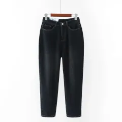 Thin straight leg jeans women trousers old pants - Black - View 1