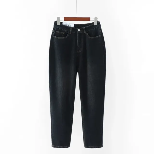 Thin straight leg jeans women trousers old pants Black - Shop at LoveMi